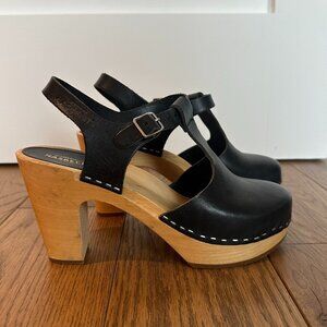 Swedish Hasbeens T-Strap Sky High Clogs